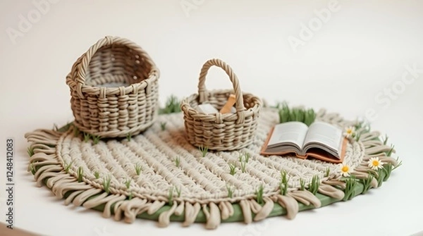 Obraz Basket with a book and a basket with a book and a basket with a book and a basket with a book and a basket with a book and a basket with a book and a basket with a book and a basket with a book and 