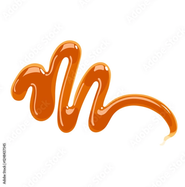 Obraz Caramel Sauce Drizzled Illustration Isolated on White Background