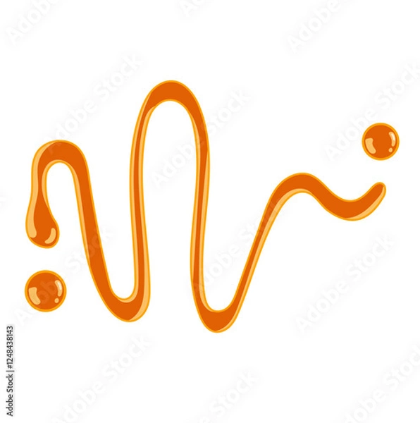 Obraz Caramel Sauce Drizzled Illustration Isolated on White Background