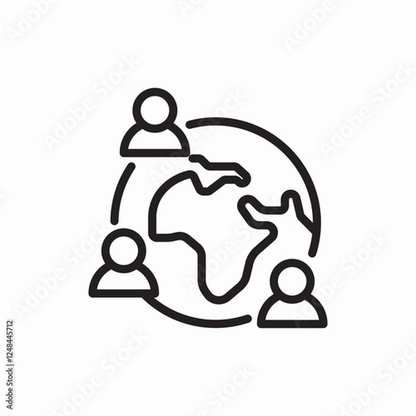 Obraz Global people connection world icon vector sign