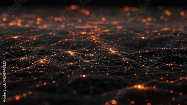 Fototapeta Illuminated Network Landscape Abstract Digital Art