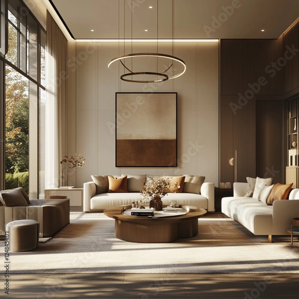 Fototapeta showcasing comfortable yet elegant furniture that reflects individual taste. Include decorative elements like personalized artwork, unique decorative accessories, and cozy textiles that convey warmth 