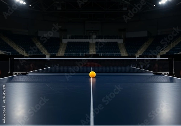 Obraz Empty Table Tennis Court in a Stadium Arena, Ready for Play