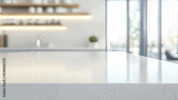 Obraz Empty tabletop counter interior in a clean and bright kitchen background