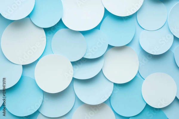 Fototapeta Overlapping Blue and White Paper Circles for Abstract Geometric Background