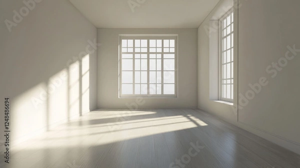 Fototapeta empty abstract white interior with bright lighting 3d render illustration