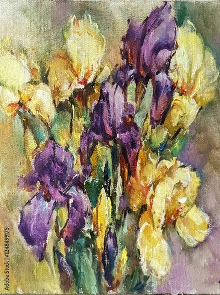 Obraz Abstract bright colored decorative background . Floral pattern handmade . Beautiful tender romantic bouquet of  flowers , made in the technique of oil from nature