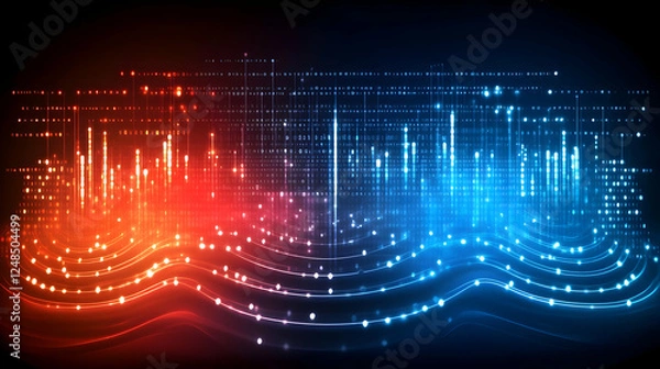 Obraz Digital data flow, glowing, abstract, background, tech