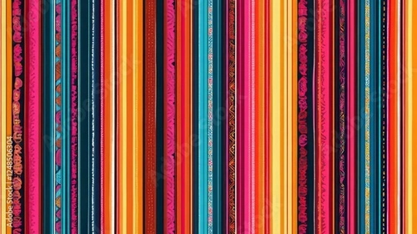 Fototapeta Seamless vector pattern. Background for decor or ethnic Mexican fabric pattern with colorful stripes. Can be used for ceramic tiles, wallpapers, linoleum, textiles.