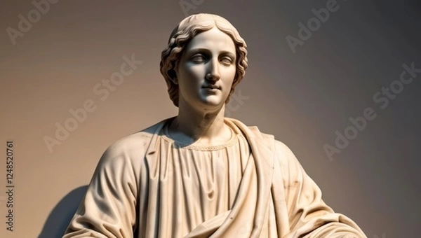 Fototapeta A detailed marble statue of a classical figure with intricate drapery and craftsmanship, showcasing the timeless elegance and historical significance of ancient art. Man. Renaissance. 1