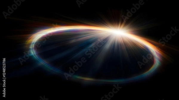 Obraz A bright explosion of light and color radiates outward, creating a dramatic and energetic effect.