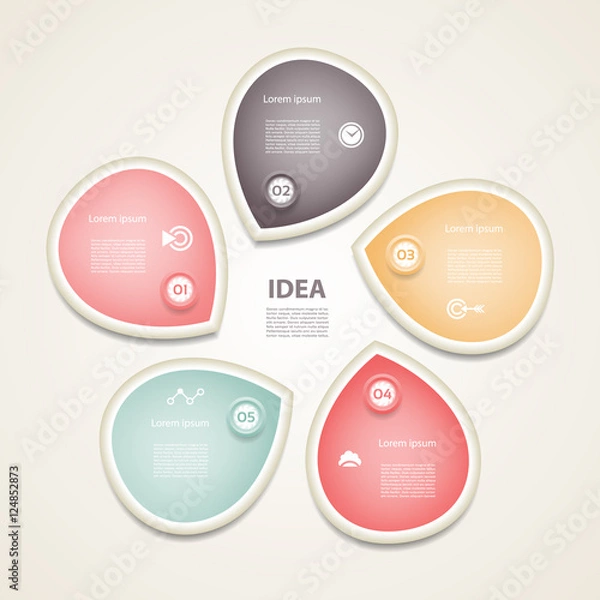Fototapeta Vector circle arrows infographic, diagram, graph, presentation, chart. Business cycle concept with 5 options, parts, steps, processes. Infographics swirl data template.
