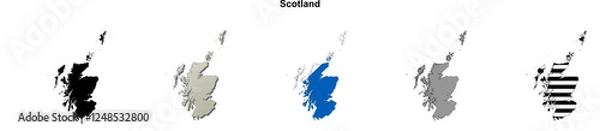 Obraz Scotland outline map set