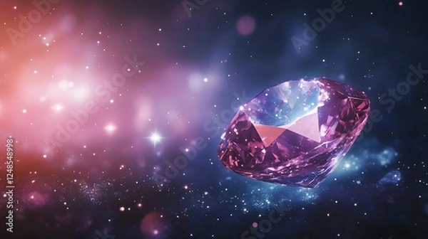 Fototapeta An Ethereal Illustration of Painite in a Cosmic Setting, Highlighting Its Unique Rarity and Otherworldly Beauty