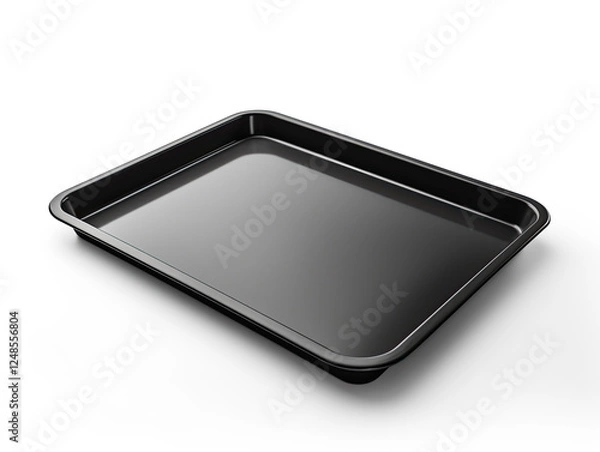 Fototapeta Empty Black Rectangular Baking Tray on White Background
