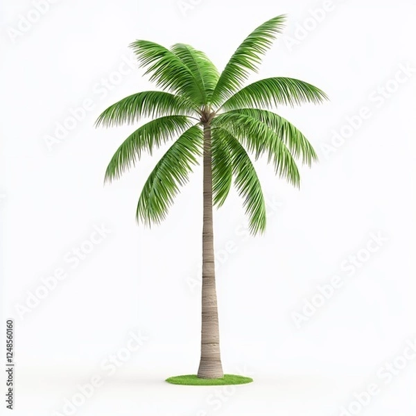 Obraz Lush Green Palm Tree On White Background