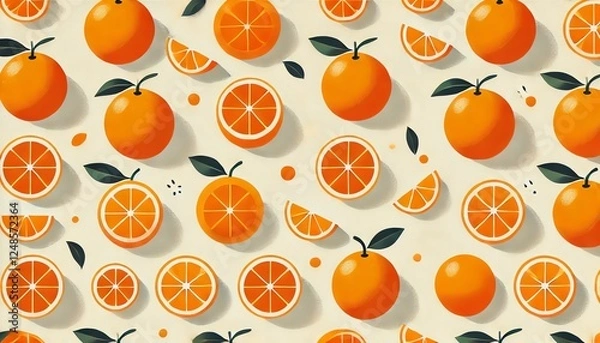 Fototapeta A vibrant orange oranges pattern background