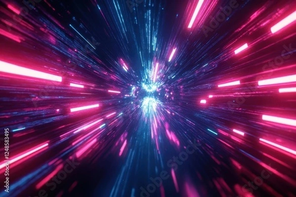 Obraz High-Tech Futuristic Technology Abstract Background Featuring Dynamic Particle Mesh Design