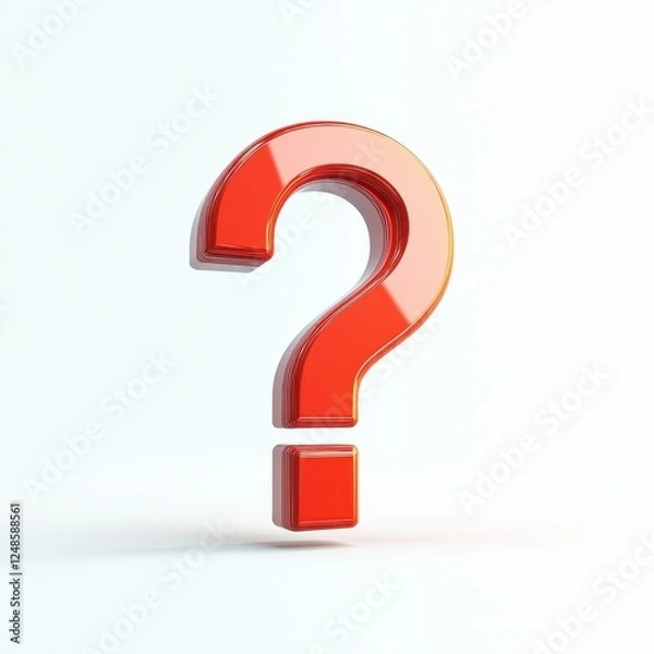 Fototapeta Vibrant Red Question Mark Icon with Clean Edges on a Light Background