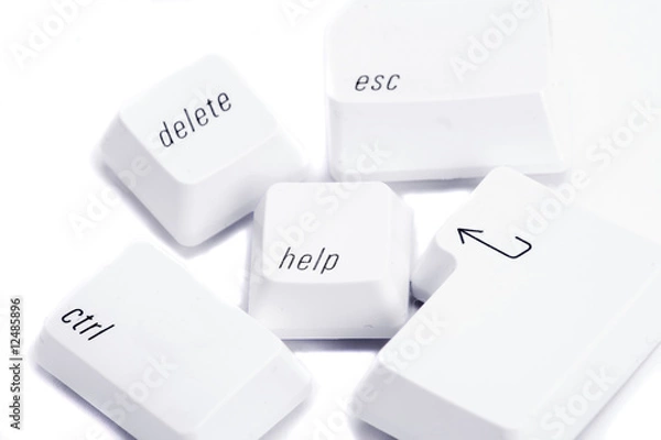 Fototapeta Various important computer command keys on white