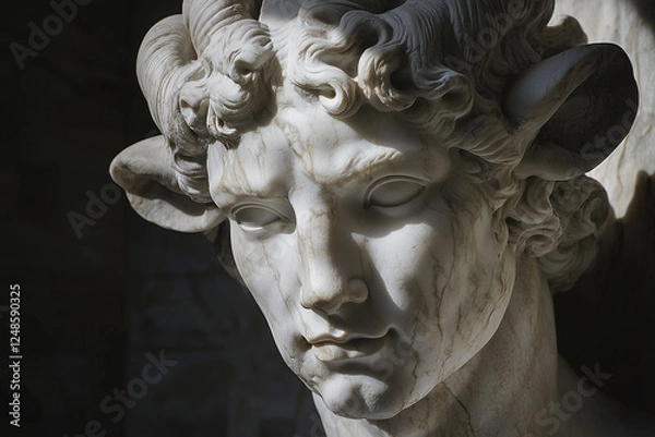 Obraz Pan (Faun) half-man-half-goat, god of forests, all nature. Ancient Greek and Roman mythology. Marble statue.