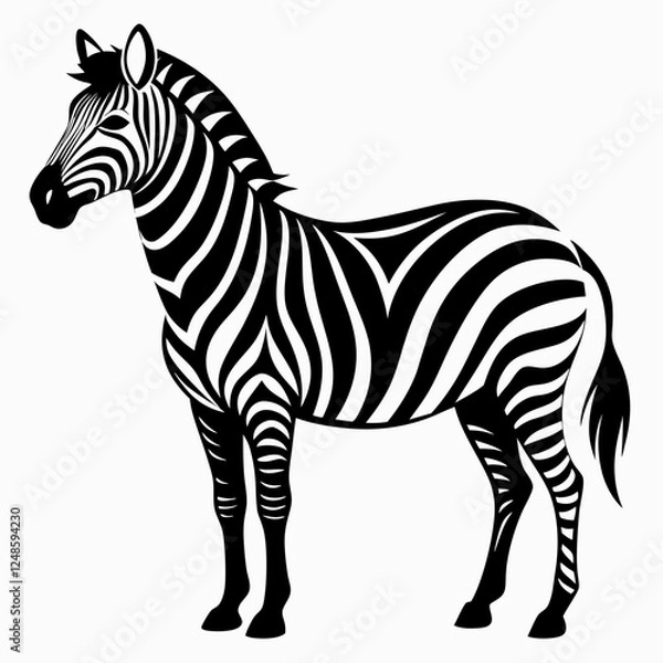 Fototapeta Zebra vector black art animal silhouette on a white background