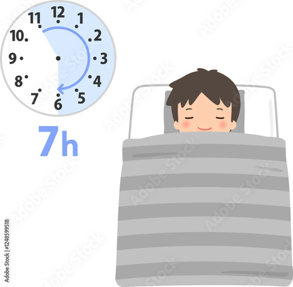 Obraz 11時から6時まで7時間睡眠をとる男性