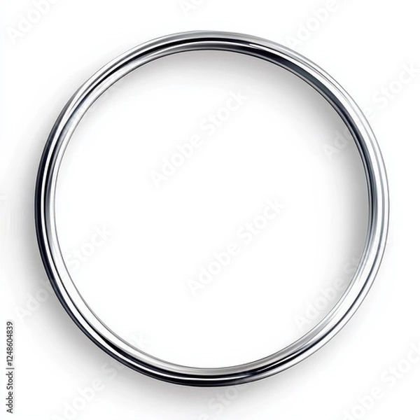 Fototapeta The elegance of a round silver metal frame displayed on a clean surface.