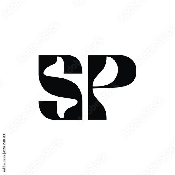 Obraz SP monogram logo design letter text name symbol monochrome logotype alphabet character simple logo