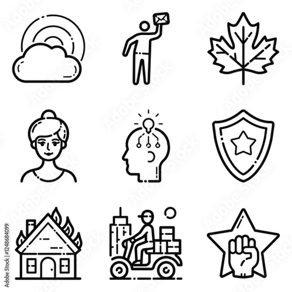 Obraz Essential Flat Icon Set Isolated On White Background