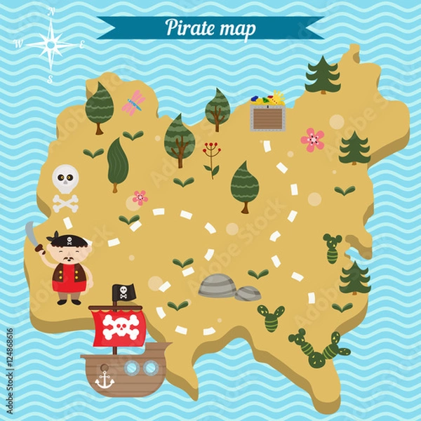 Fototapeta Treasure map theme.
