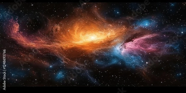 Fototapeta Cosmic Nebula in Deep Space with Bright Stars and Ethereal Light Abstract Expressionism
