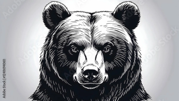 Obraz illustration of a bear's head on a white background
