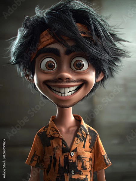 Fototapeta Playful character with vibrant expression