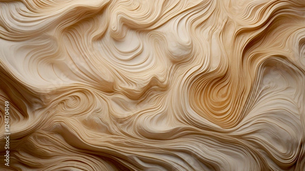 Fototapeta Intricate organic pattern in warm wood tones, resembling a microscopic cellular structure. A surreal, macro-style background with interconnected, flowing shapes.