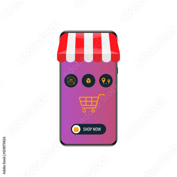 Obraz Online store layout on a smartphone screen.