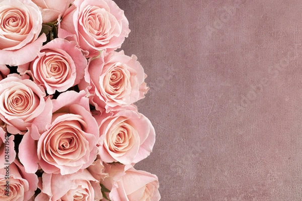 Obraz Border of roses with textured background