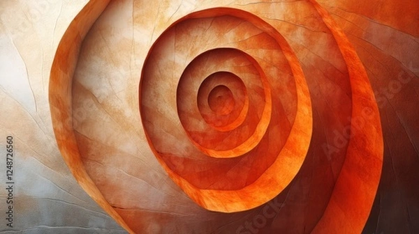 Fototapeta An abstract image shows a textured orange toned swirling spiral