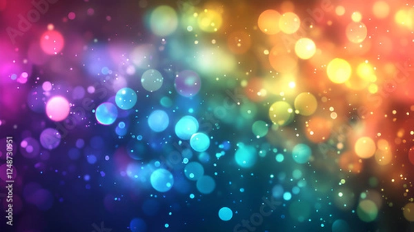 Fototapeta Background with nice multicolor bokeh ,Abstract Multicolor Yellow Green Blue Defocused Bokeh Lights Background