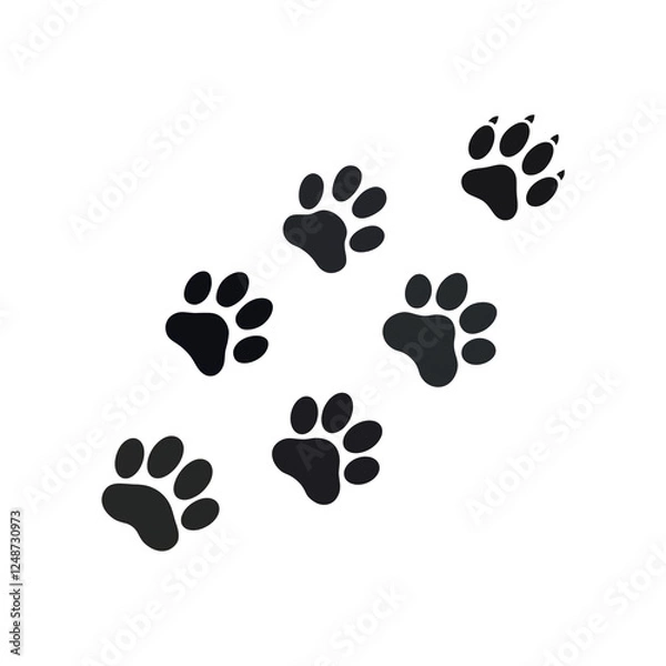 Fototapeta Paw Prints Set. Pet paw icon set on a transparent background.