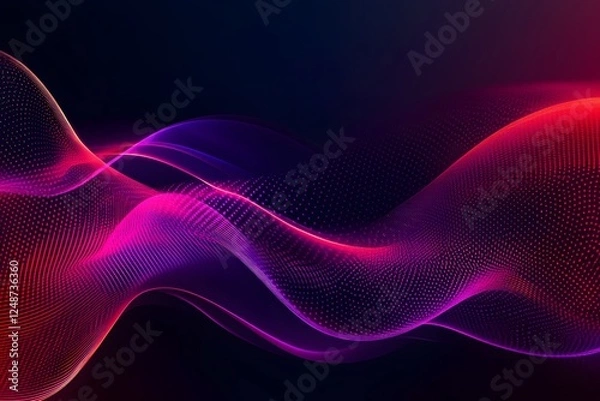 Fototapeta Abstract red purple wave data flow dark background