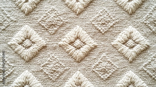 Fototapeta Embossed off white textile featuring a diamond shaped pattern