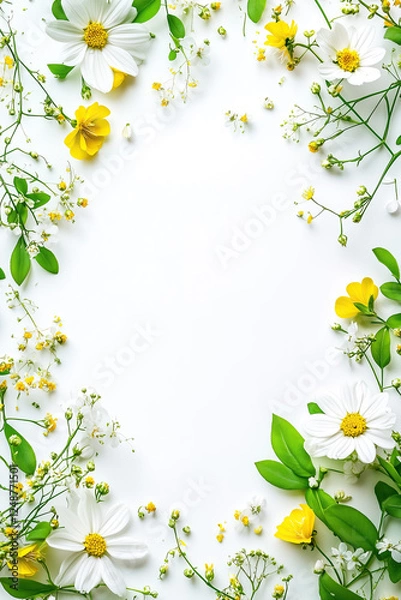 Fototapeta Colorful Spring Elementss Frame Border Background - Space for Text	
