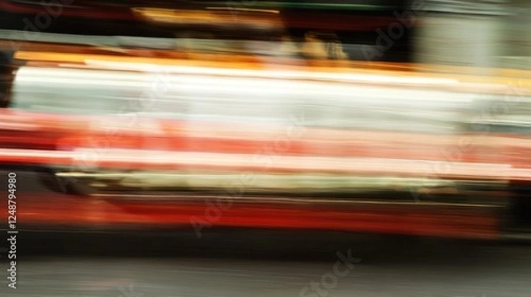 Fototapeta Blurred cityscape showcasing vibrant lights and movement