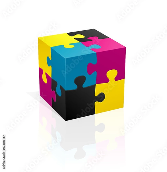 Obraz CMYK puzzle cube