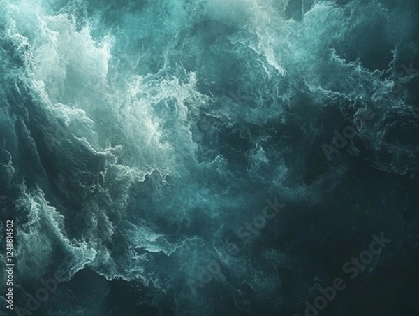 Fototapeta Teal cloudscape, swirling texture, digital art, cosmic background, design element