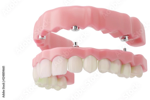 Obraz full dental implant showing fixed gum-supported prosthesis. 3D illustration