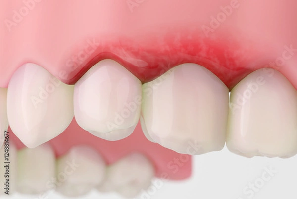 Obraz Swollen red gums with inflammation near upper molars.