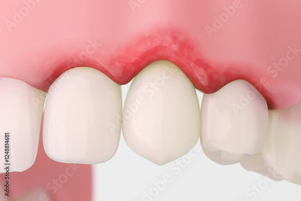 Obraz Gingival recession showing exposed tooth roots and receding gums.