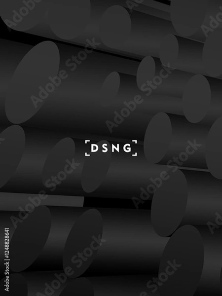 Obraz Modern black background with luxury 3d abstract circle pattern.